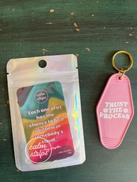 New Pink Key Chain And 1 Pack Of Calm Strips Set C