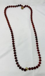 Vintage Dark Red Bead Necklace