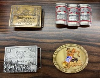 Set Of 4 Vintage Budweiser Belt Buckles