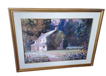 Gold Framed Mountain House Scene