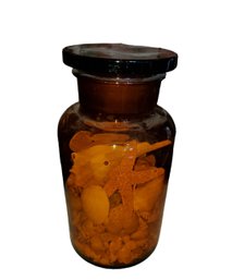 Orange Glass Jar With Sea Shells