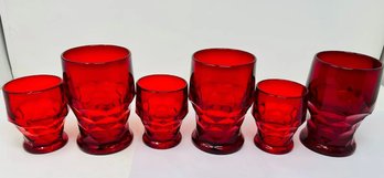 6 Vintage Georgian Ruby Red Viking/Mosser Glasses