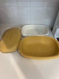 Vintage Yellow Tupperware With Strainer