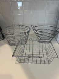 3 Silver Fruit Baskets
