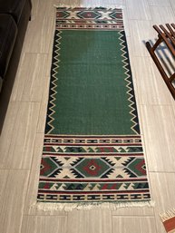 Green, Blue And Red Navajo Rug