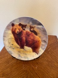 Glass Bear Plate With Stand