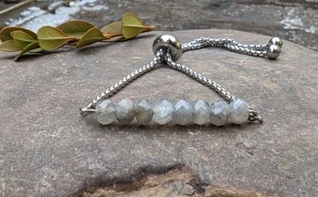 New Authentic Labradorite Crystal Adjustable Chain Bracelet Silver Steel