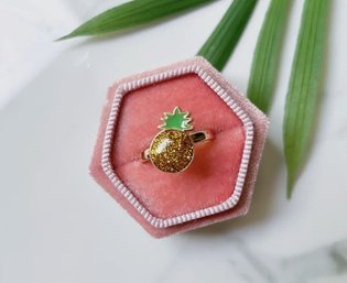 New Pineapple Enamel Fidget Spinner Ring #2