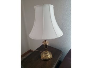 Brass Table Lamp 28'h With White Shade