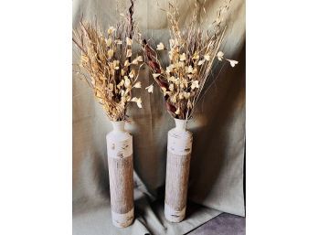 Two (2) Willow Brush Decor Vases