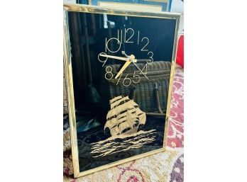 Vintage Gold And Black Sailboat Clock