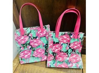 Two Plastic Flamingo Bags