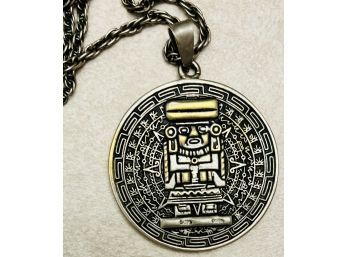 Two Authentic Mexican Silver Pendants & Mayan Calendar