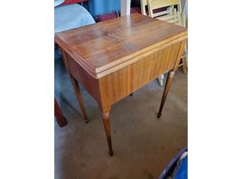 Antique Wooden Sewing Table With Machine