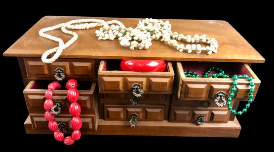 Musical Jewelry Box With A Few Pieces Of Jewelry