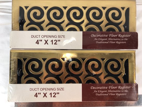 2 Brass Decorative Floor Registers 4 X 12 New In Packaging