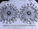 2 Large Decorative Hanging Metal Art Pieces, Approximately 26 Inches In Diameter