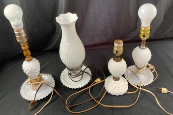 4 Milk Glass Table Lamps