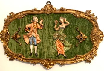 Vintage Italian 3D Depose Plaque Of 18th Century Couple