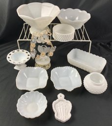 Large Lot Of Milk Glass