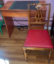 Vintage Student Desk & Lyre Back Chair