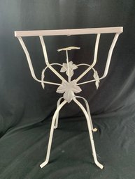 Small Metal/ Glass Side Table With Leaf Motif