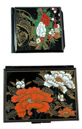 Vintage Asian Style Plastic Travel Tissue Holder/ Compact Mirror