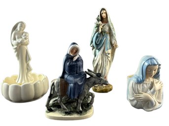 4 Religious Themed Ceramic Planters, Sculptures- Mary