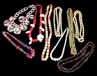 Lot Of Plastic & Wooden Beaded Necklaces