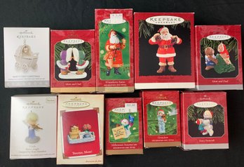 10 Hallmark Keepsake Ornaments With Original Boxes.