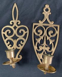 Vintage Pair  Brass Wall Sconces/ Candle Holders