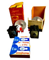 2 Vintage Imperial 620 Flash Cameras With B110 Flash Unit Inbox
