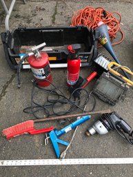 Miscellaneous Tools With Tool Box, Fire Extinguishers, Electrical Cord