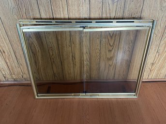 Glass Fireplace Screen With Gold Trim