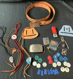 Square Dancing Leather Belt/ String Ties/ Buckle Pins