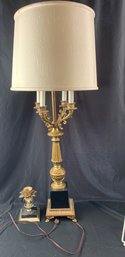 4 Arm Brass Candelabra Electric Table Lamp/  Small Similar Candle Holder