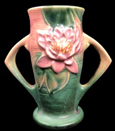Roseville Zephyr Water Lily Two Handled Vase 72-6 Pink