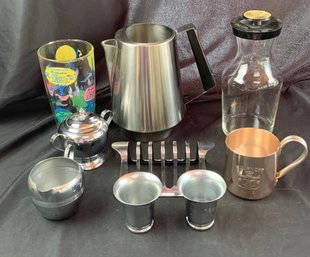 MCM And More Metal & Glass Bar & Kitchen Items