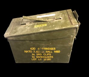 Vintage Marbles In Metal Cartridge Box