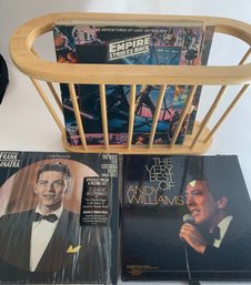 Assorted Vinyl LPs Various Genre & Magazine Rack