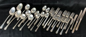 Sterling Silverware, Oneida Damask Rose Pattern, Approx 38 Ounces, See Pics