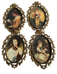 4 Vintage Ornate Framed Prints Made In Italy
