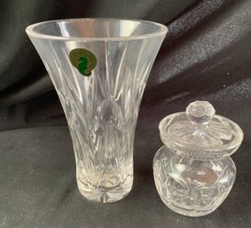 Waterford  Crystal 6 Inch Vase & 4 Inch Honey Jar
