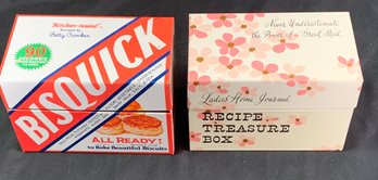 2 Vintage Tin Recipe Boxes- Bisquick/ Ladies' Home Journal