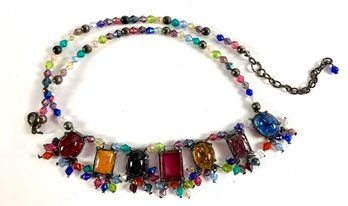 Art Deco Style Ornate Beaded Necklace On Wire.