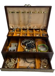 Vintage Jewelry Box With Costume Jewelry