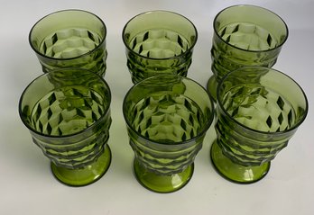 Set Of 6 Vintage Colony Whitehall Olive Green 9 Oz Tumblers