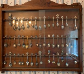 Another Souvenir Spoon Cabinet And 47 Spoons.