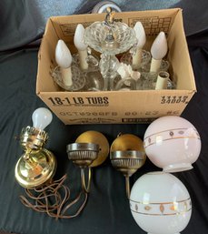 Glass Chandelier/MCM  Wall Sconces