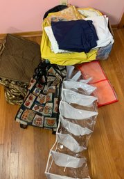 Lot Of Canvas Bags, Closet Storage Bags, Bag On Wheels, More